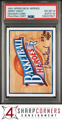 1991 UPPER DECK JERRY WEST HEROES HEADER HOF CARD #/500 POP 3 PSA 6 DNA AUTO 10 - Image 1 of 4