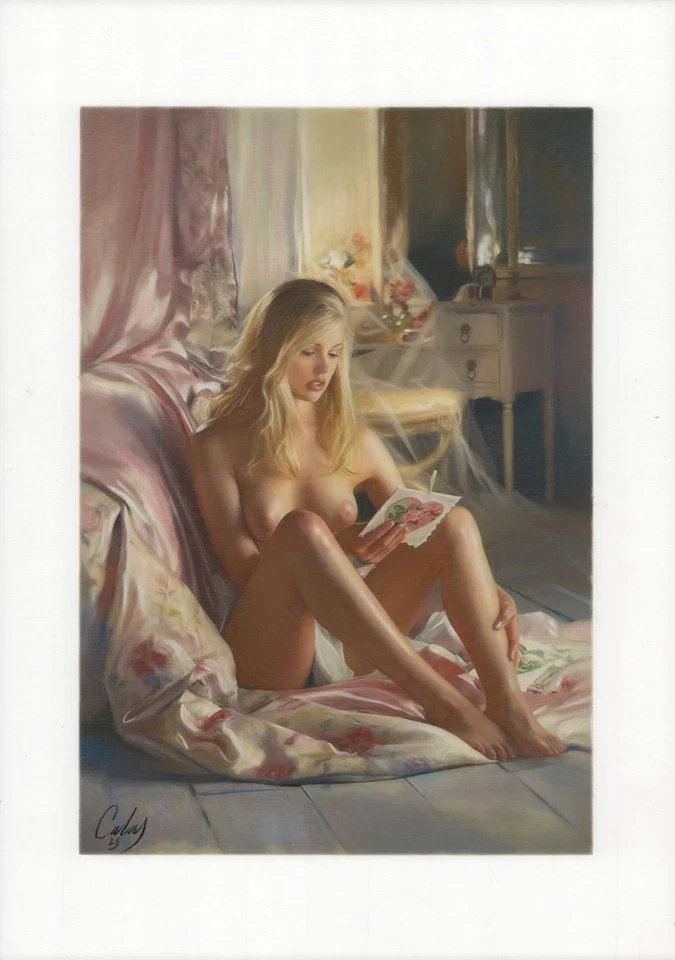 Calas, J-M_Pastel Original Femme Érotique art Nude A3 sur Papier Ingres - Photo 1/4