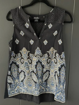 Camiseta sin mangas negra de cachemira Lucky Brand mediana  Foto 1 de 4