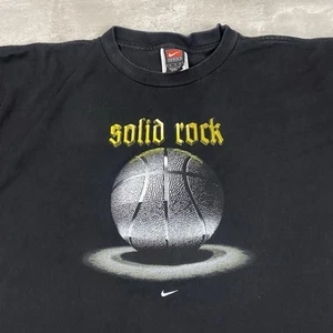 vintage NIKE Solid Rock t shirt Mens XL basketball 90s y2k 2000s black cotton - Picture 1 of 8