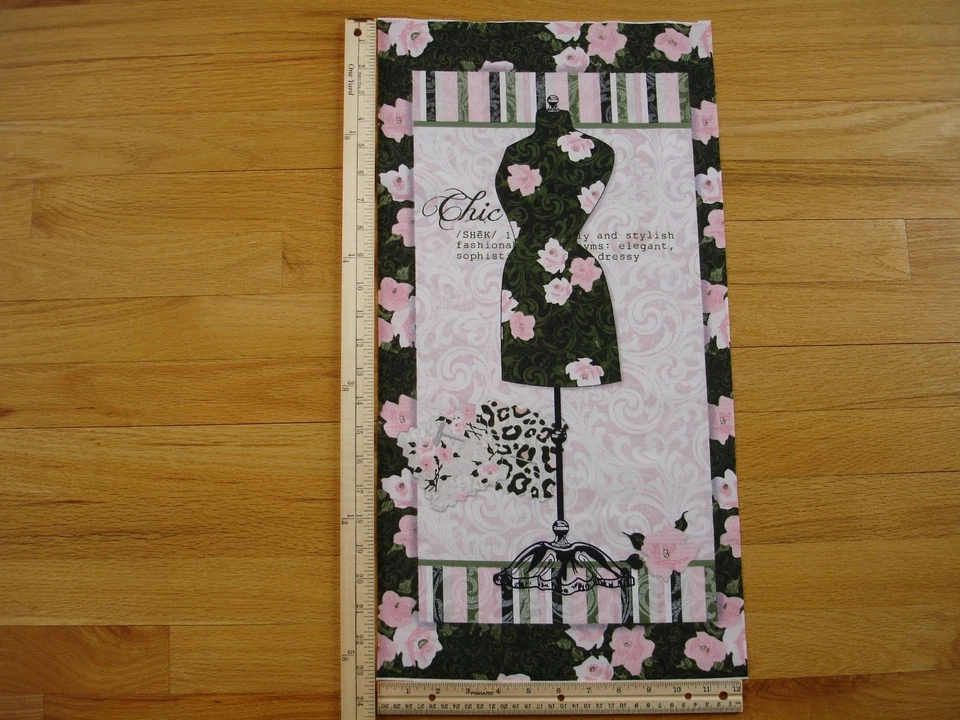 Chic Elegant Stylish Dress Form Flowers  Cotton Quilt Fabric Panel  - Image 1 of 1