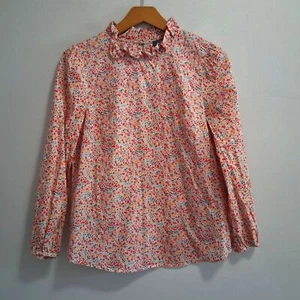 J. Crew Long Sleeve Ruffleneck Cotton Top Blouse in Liberty Phoebe Floral XS - Picture 1 of 10