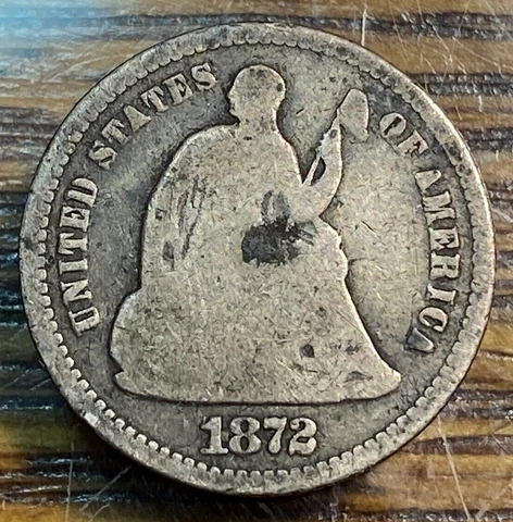 1872 Seated Liberty Half Dime Nice Original Good CHN Cover