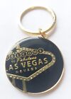 LAS VEGAS WELCOME SIGN RHINESTONE Gold BLING ROUND Metal PENDANT Keychain NEW