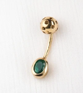 Colombian Emerald Belly Button Pendant .30 Cts 18K Yellow Gold Muzo Mines - Picture 1 of 13