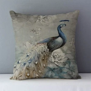 2x Peacock Cushion Cover Home Decor Bird Decorative - Picture 1 of 4