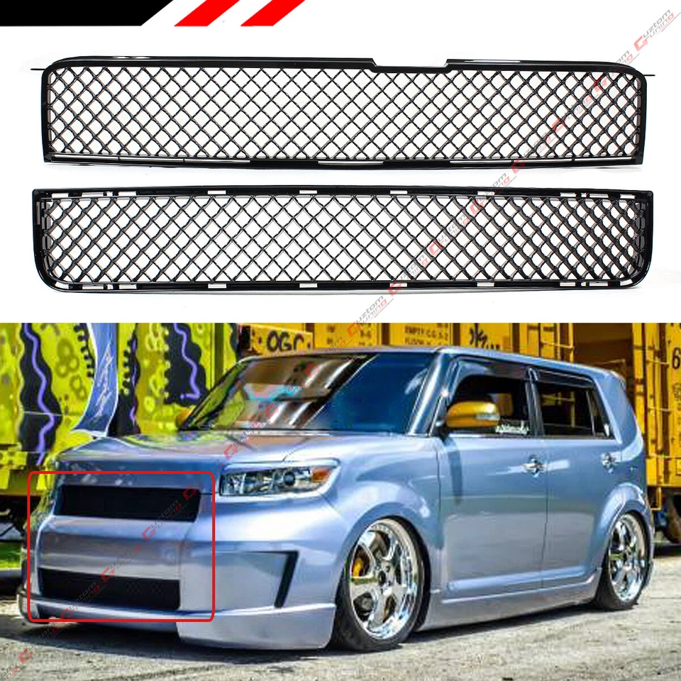 Para 2008-10 Scion XB Badgeless Malla Nido de abeja Negro Brillante Superior + Rejilla Inferior Foto 1 de 4