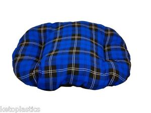 XL EXTRA LARGE BLUE TARTAN Cotton Dog Cat Bed Cushion For Inside Basket UK Made