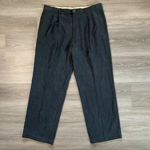 Tommy Bahama Pleated Dress Pants Mens 35x32 Silk Rayon Bamboo Black Slacks - Picture 1 of 14