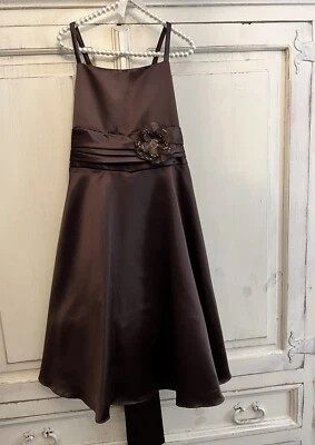 K.I.D. Коллекция детей девочек праздничное платье завышенной талии коричневый атласное платье - Изображение 1 из 3