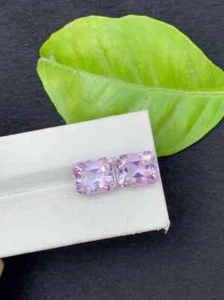 Par de amatista púrpura natural de 10,20 quilates - piedras preciosas de Zambia corte esmeralda limpias para ojos - Imagen 1 de 5