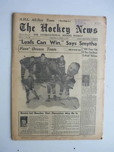 ORIGINAL NEWSPAPER HOCKEY NEWS LEAF 1950 CAN WIN SAY  SMYTHE STANLEY CUP - Picture 1 of 6