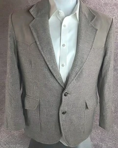 Pendleton Blazer Wool Gray Tweed Jacket Sport Coat Elbow Pads Mens 44 Western - Bild 1 von 16