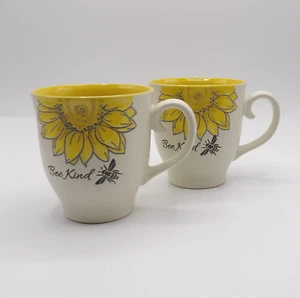 Spectrum Designz Bee Kind Sunflower Bee 17 Oz Mugs Set of 2 New - Picture 1 of 18