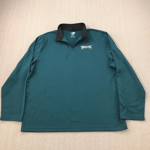 Philadelphia Eagles Sweater Mens 2XL XXL Green 1/4 Zip NFL Logo Long Sleeve Cover