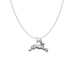 Hare English Pewter on a Silver Platinum Plated Necklace 18" - Picture 1 of 1