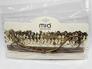 MIA COLLECTION HALSKETTE/HALSBAND 2 STÜCK. SET - BRAUNES LEDER & GOLDSCHIMMER - NEU! - Bild 1 von 4