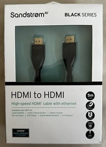 SANDSTROM Black Series S5HDM115 High Speed HDMI Cable with Ethernet - 5 m - Picture 1 of 2