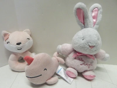 Carters Child Mine Little Angel Bunny Whale Fox Pink Rattle Lot - Image 1 of 4
