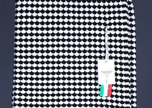 COCOGIO BLANCO Y NEGRO GIOMÉTRICO Acrílico y Mezcla de Lana Tejido Tiro 50"x60" Italia - Imagen 1 de 3