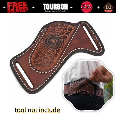 TOURBON Camping Leather Folding Blade Knife Sheath Belt Pouch EDC Tools Pocket - Image 1 of 4
