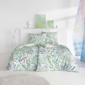 Estella Mako-Satin Bettwäsche 200x220 Brittany grün Blätter Dschungel 4828-530 - Bild 1 von 5