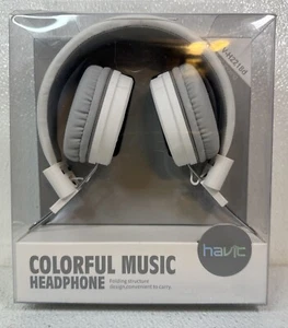 HAVIC Stereo Folding White Headphones 3.5 MM Jack (HV-H2218d) New In Box - Picture 1 of 6
