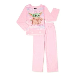 NEW STAR WARS THE MANDALORIAN CHILD BABY YODA FLANNEL PAJAMAS GIRLS SZ 7/8,10/12 - Picture 1 of 3