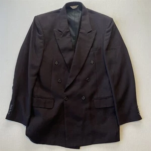 Vtg 42L Purple Birdseye Tweed 100% Wool Double Breasted Blazer Jacket Sport Coat - Picture 1 of 12