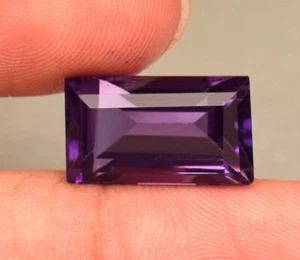 Natural Purple Color Amethyst Gemstone Baguette Cut 7.40 Ct Certified Gemstone - Picture 1 of 5
