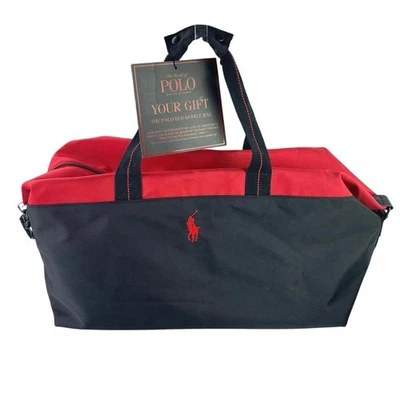 NUEVO Polo Ralph Lauren Fragancias Negro Rojo Lona Poni Gimnasio Viaje Bolsa de Lona Foto 1 de 4