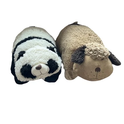 PILLOW PETS Originals tamanho grande marrom cachorro cachorro e panda urso travesseiro animais de estimação - 2 LOTE - Imagem 1 de 4