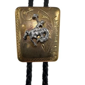 Western Bolo Bolero Cuello Corbata Caballo Jinete Tono Dorado - Imagen 1 de 5