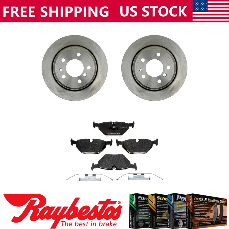 Kit de rotores de freno traseros + pastillas metálicas y herrajes para BMW M5 1991-1993 Foto 1 de 4