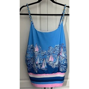 Lilly Pulitzer Cannavale Tank Top Ruched Bottom Band Blouson Silhouette Size M - Picture 1 of 8