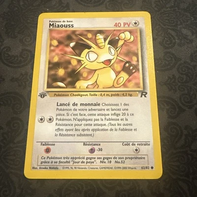 French Meowth 1st Edition 62/82 Miaouss Team Rocket - Image 1 of 2