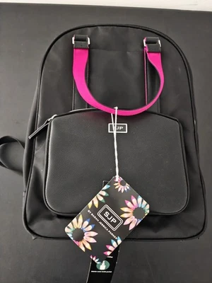 Sarah Jessica Parker 16 Inch RFID Backpack Bag Black Candy Red NEW - Image 1 of 4