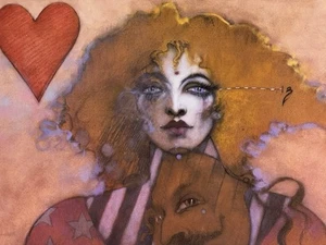 Ramon Santiago, 1943-2001 “QUEEN of HEARTS” 1990 Hand-Signed, 24x32” Exc Cond. - Picture 1 of 11