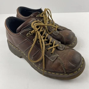 Vintage 90’s Dr Doc Martens Chunky 9764 Shoes 10 Brown Leather Platform Lace - Bild 1 von 11