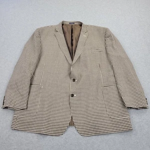 Stafford Blazer Mens 56L Brown Wool Check Pockets Suit Jacket Sport Coat - Picture 1 of 11