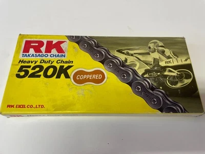 CATENA TRASMISSIONE RK RK520K-120 MAGLIE 120 RAMATA RK CHAIN COPPERED - Imagen 1 de 4