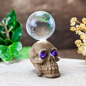 Bola de Cristal en Calavera Escala 1:12 o 1:6 Casa de Muñecas Miniatura Base Exhibición Bruja - Imagen 1 de 5