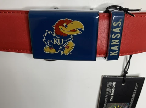 Kansas Jayhawks Mission Belt Co. New Size Medium Red Leather Mens New Cover