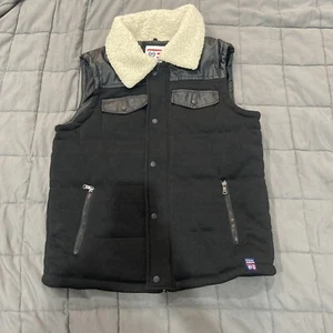 Phat Farm gefütterte Weste Herren Medium schwarz Sherpa Kragen wasser windabweisend Y2K - Bild 1 von 12