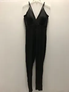 Venus Black Plunge Front Spaghetti Strap Zip Back Jumpsuit Womens M - Picture 1 of 6