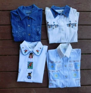 Lot of 4 Women's Blouses Casual/Work Style Multi Colored Short Sleeves - Picture 1 of 3
