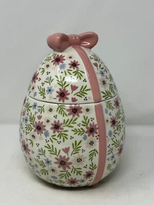 Connections Ceramic 6x10in Floral Egg Cookie Jar NEW Easter spring decor VHTF! - Picture 1 of 12