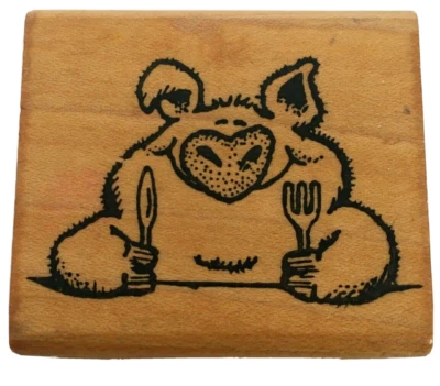 All Night Media Rubber Stamp Hungry Pig BBQ Invitation Card Making Animal Menu - Image 1 of 4