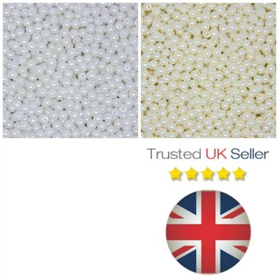 White or Ivory Glass Pearl Beads Bridal Wedding Pearls Bride 4mm 6mm 8mm 10mm - Image 1 of 2