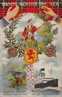 Hands Across The Sea Tartan Thistle Verse Ship Highlander Postcard